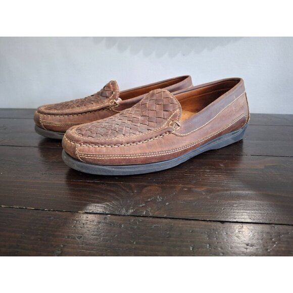 EUC Dockers Brazilian Brown Leather Woven Slip On Loafers/Pre-owned, Size 11m - Picture 3 of 9